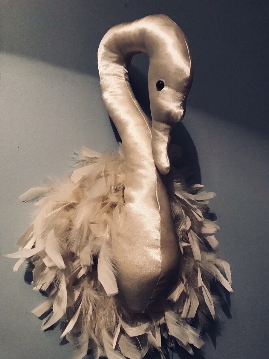 feathered swan sculpture fabric thropy wall bird bust