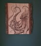 Octopus pyrography on live edge board