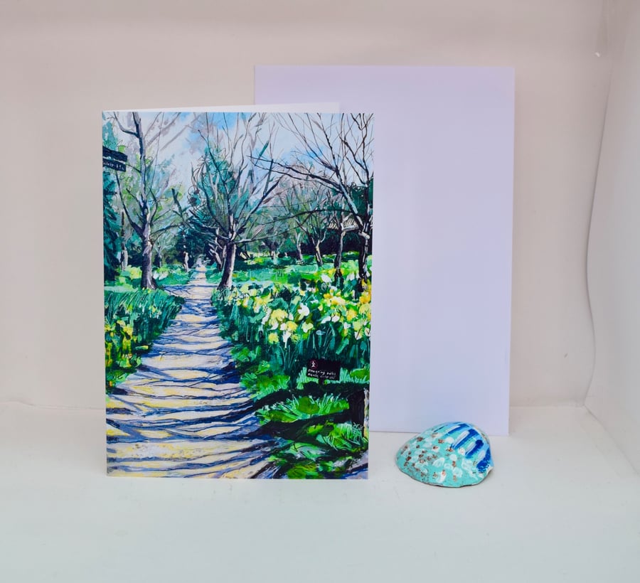 Hampton Court Daffodils – Blank Greeting Card - Spring Art Card