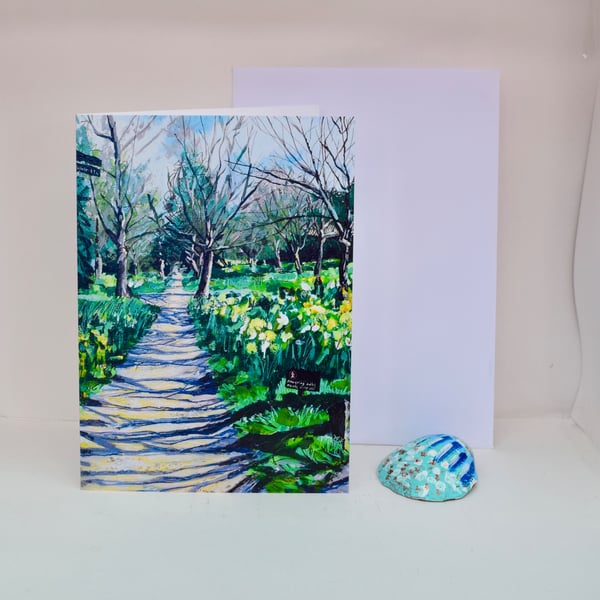 Hampton Court Daffodils – Blank Greeting Card - Spring Art Card