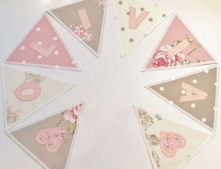 Personalised Luxury Name Fabric Bunting New Baby Garland Handcrafted NurseryGift