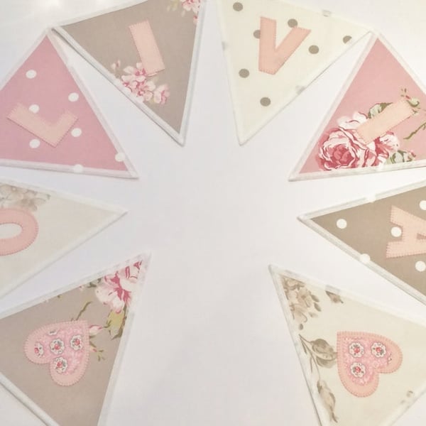 Personalised Luxury Name Fabric Bunting New Baby Garland Handcrafted NurseryGift