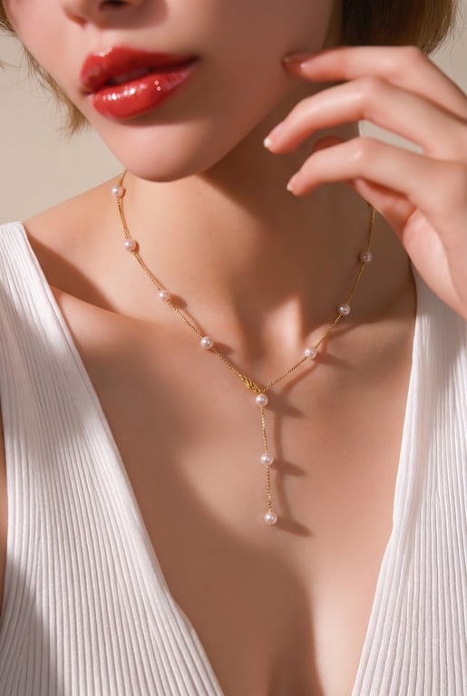Freshwater Pearl Chain Necklace in Sterling Silver 