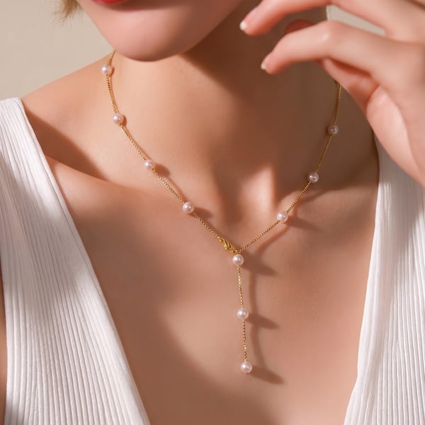 Freshwater Pearl Chain Necklace in Sterling Silver 