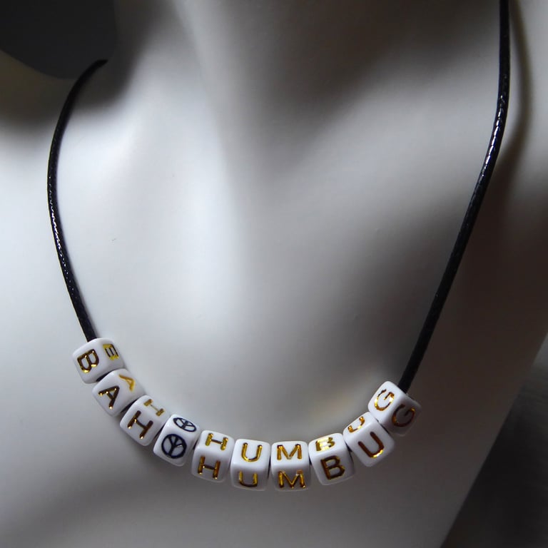 Personalised Message Necklace on Adjustable (17 to 19 inches) Black Cord  