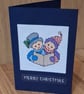 Handmade Cross Stitch Christmas Card – Traditional Carol Singers – 6 x 4 Inch - Image 2