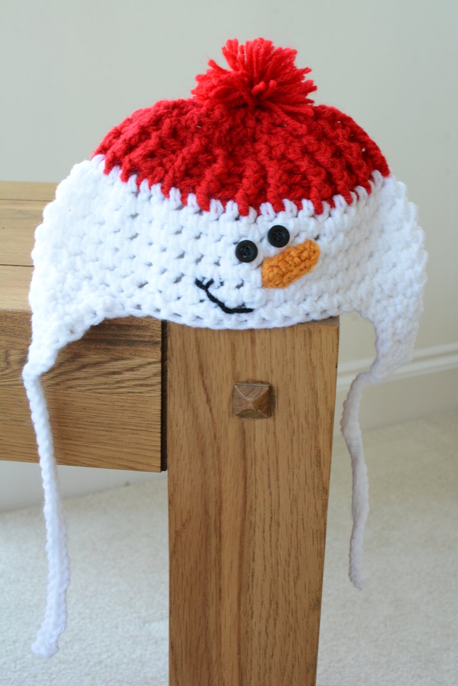 Baby Snowman Hat - 0 to 3 months (red)