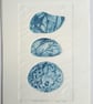Pebbles collagraph print  Stone Collection III blue  - Image 1