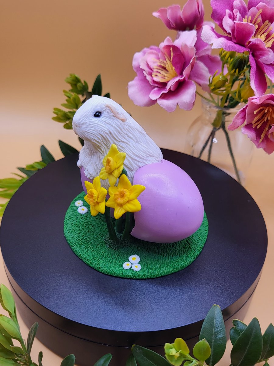 Easter Egg Guinea Pig Figurine, Lavender Egg