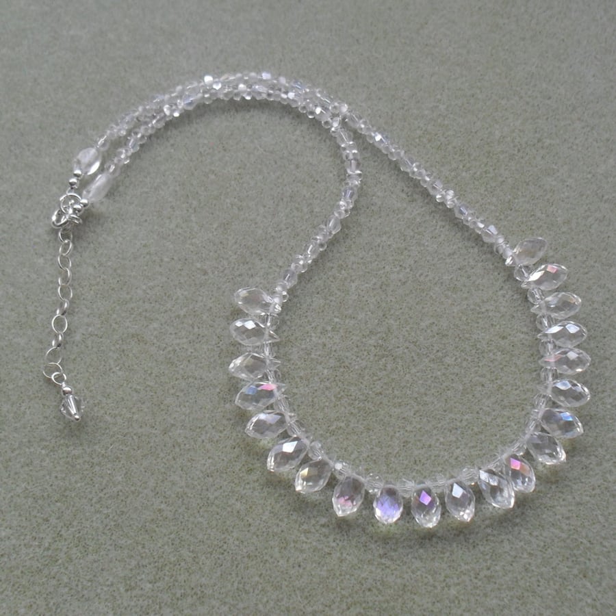 Sterling Silver Sparkle Crystal Necklace With Glass Crystals 