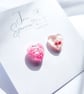 Dried flowers earrings, Floral heart earrings - Image 2