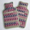 Patchwork Hot Water Bottle Cover.  Checks with Green Trim.