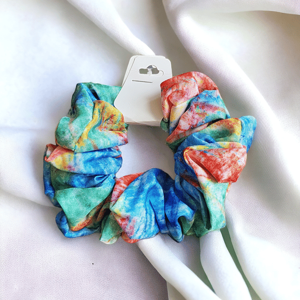 Scrunchie rainbow multicoloured chunky 