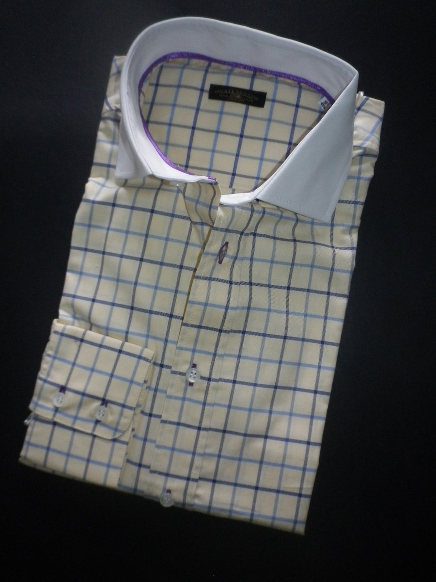  Blue Tattersal check, w hite collar, choice 16" or 17", free shipping