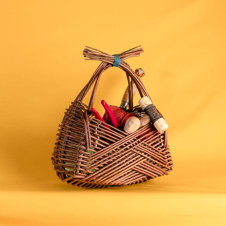 Handwoven Willow Garden Basket, Traditional Gardeners Carryall