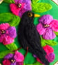 Needlefelted flowers and blackbird hoop picture  - Image 3