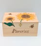 Sunflowers wooden memory box,  keepsake box, pyrography decorative storage  - Image 4