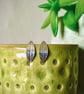 Large Sterling Silver Leaf Print Stud Earrings - Image 3