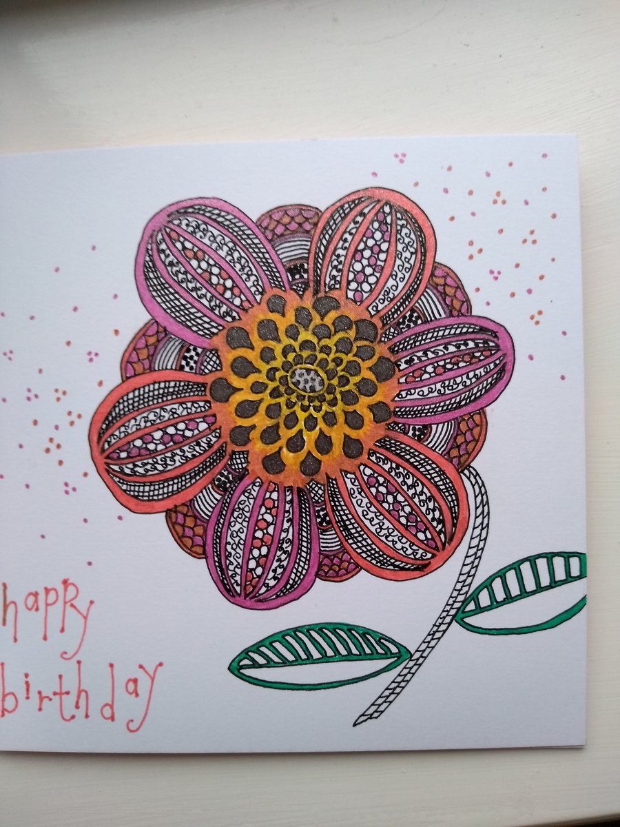 Futuristic flower birthday card