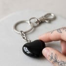 Minimalist Black Stone Heart Keychain - Ritual-Craft Talisman