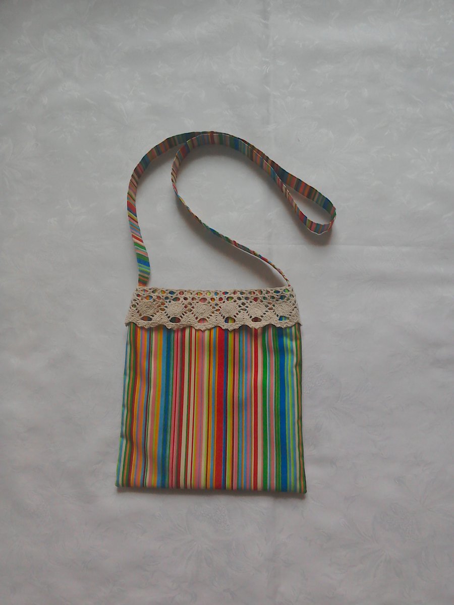Child's bag, stripy, colourful fabric, summer bag