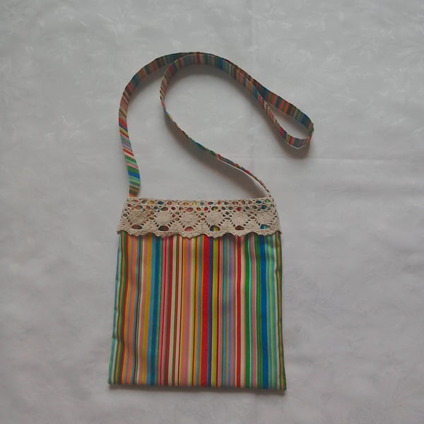 Child's bag, stripy, colourful fabric, summer bag