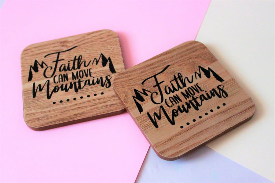 Faith wooden coaster set