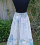 Gipsy skirt upcycled textile 3 tier long elasticated waist green floral skirt - Image 2