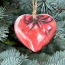 Christmas Tree Decoration –Handmade Heart Ceramic Ornament gift keepsake