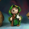 Tiny Sheep Farmer Gnome 'Denny' Shepherd OOAK Sculpt Ann Galvin