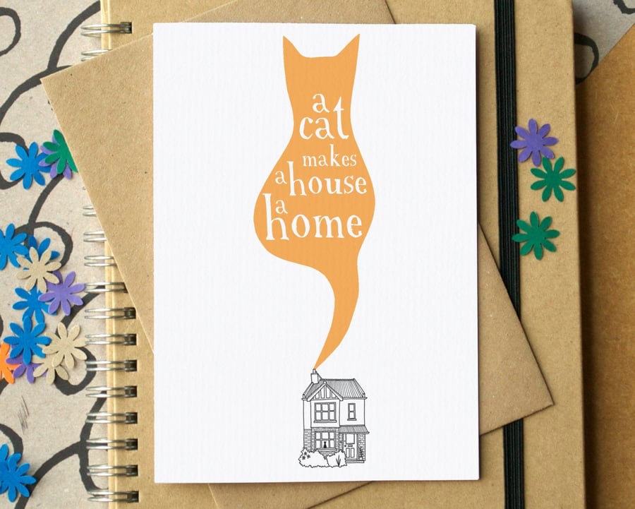 A Cat Makes A House A Home Card