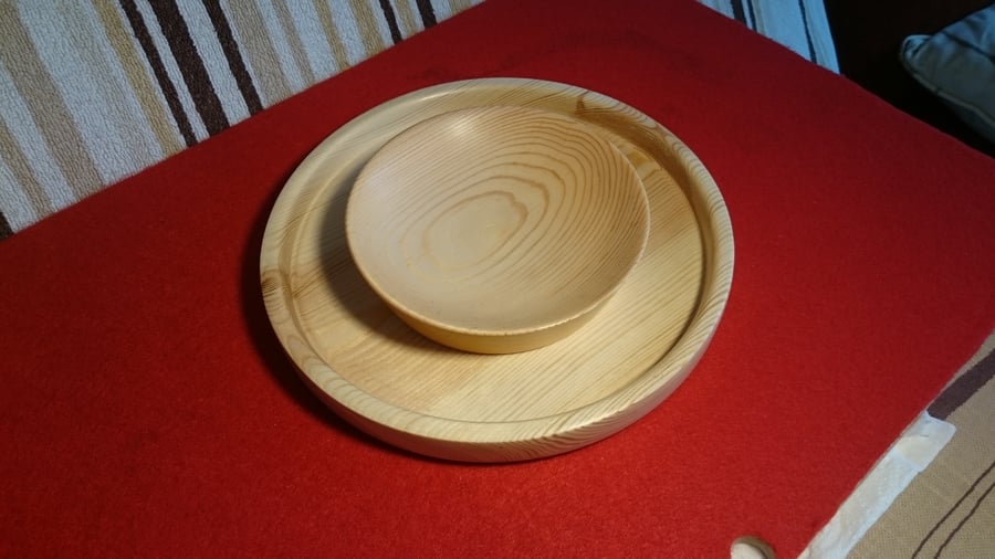 Wooden Plate & Dish (16) Handmade Wooden  ( SOLD )