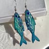 ENAMELLED FISH EARRINGS WITH STERLING SILVER SCALES