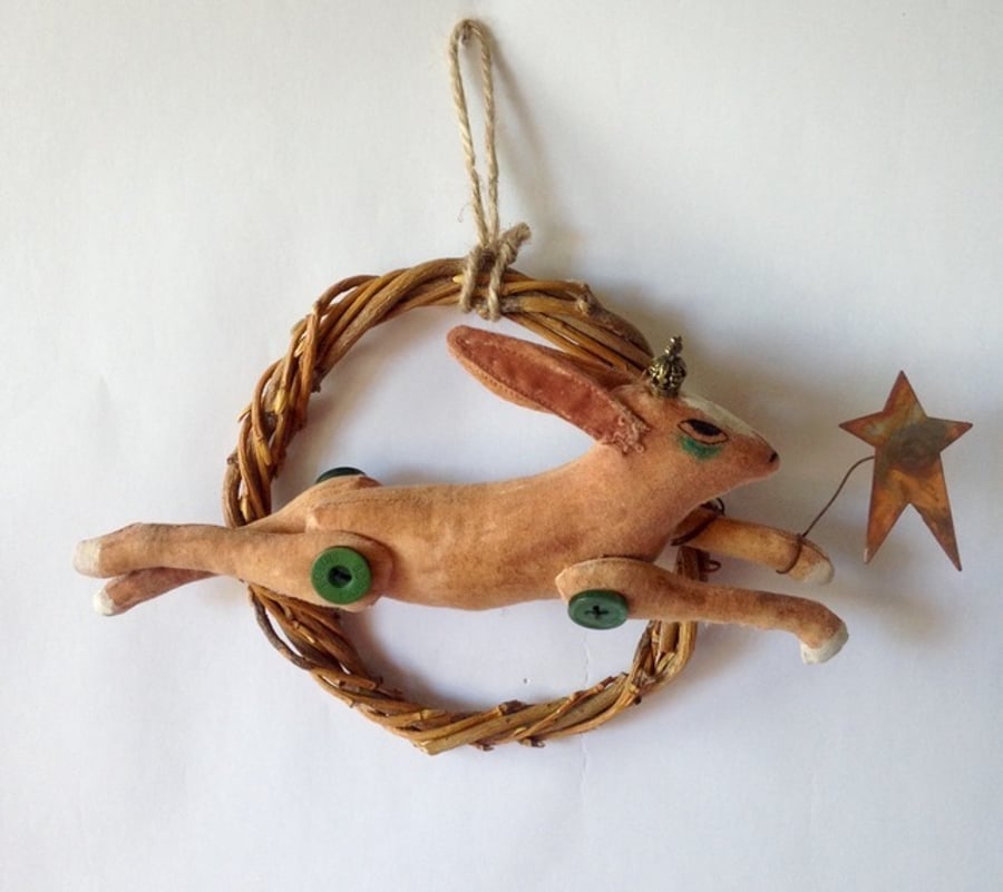 leaping hare on willow