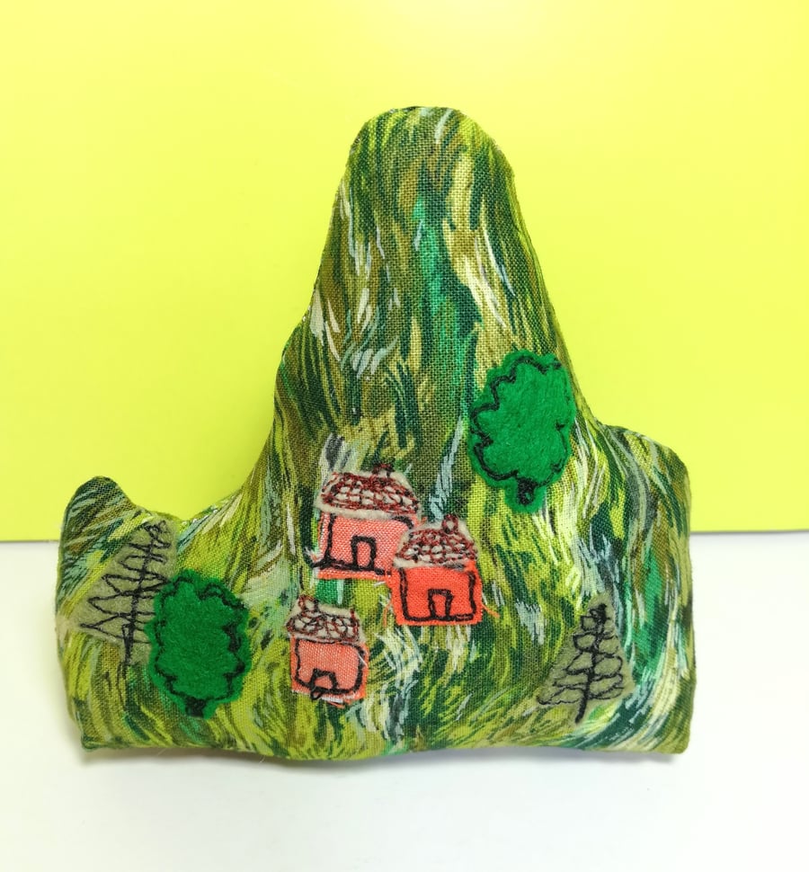 Welsh Valleys with Upcycled Red Cottages & Green Trees