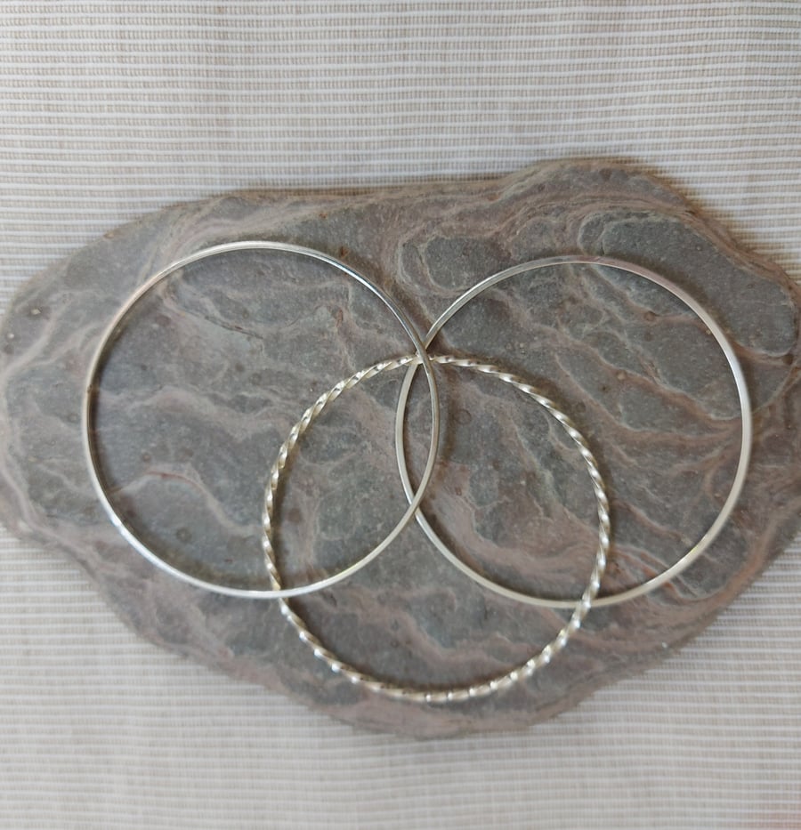 Jewellery set - three sterling silver stacking bangles