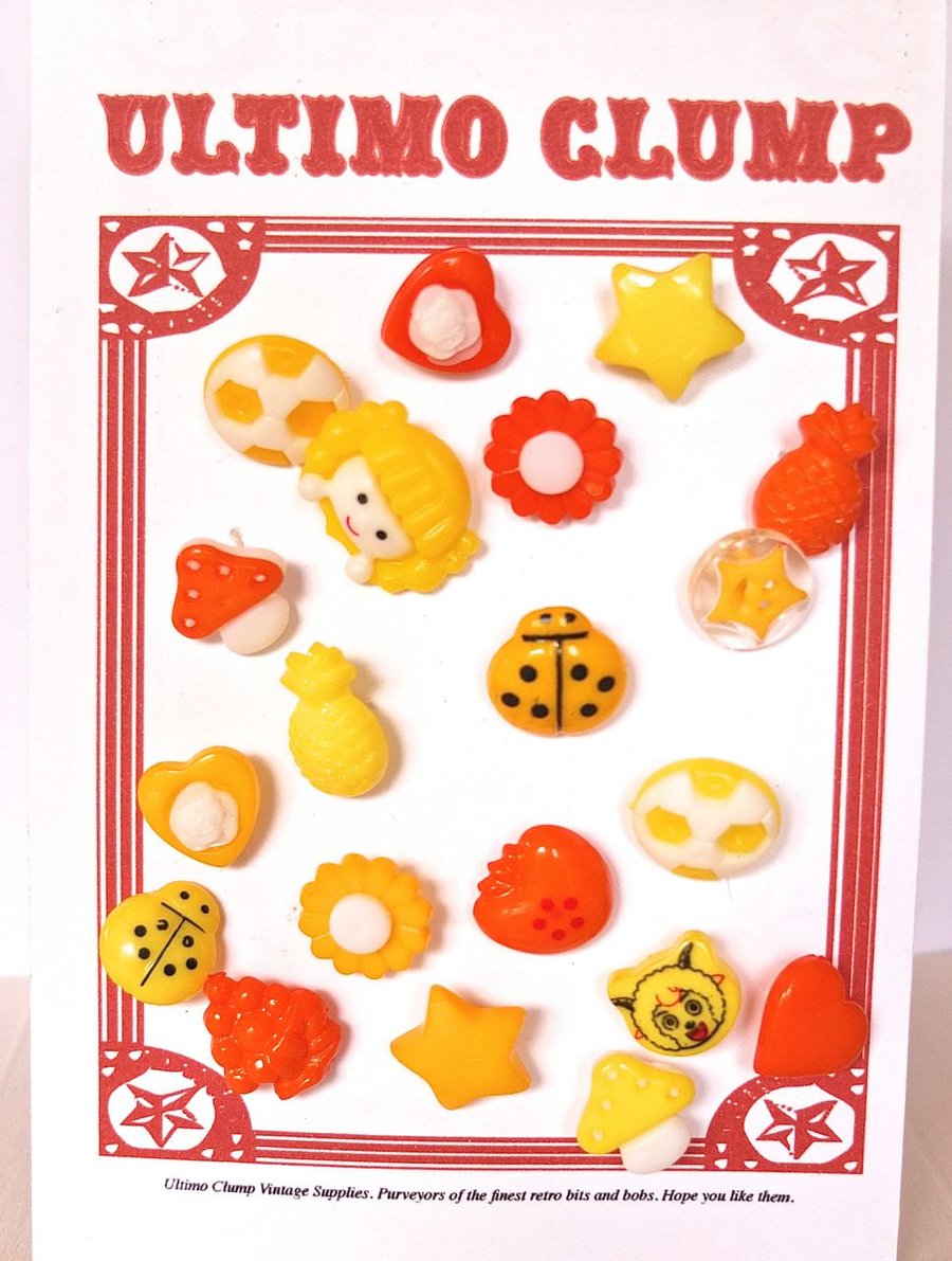 20 New Yellow and Orange Novelty Buttons