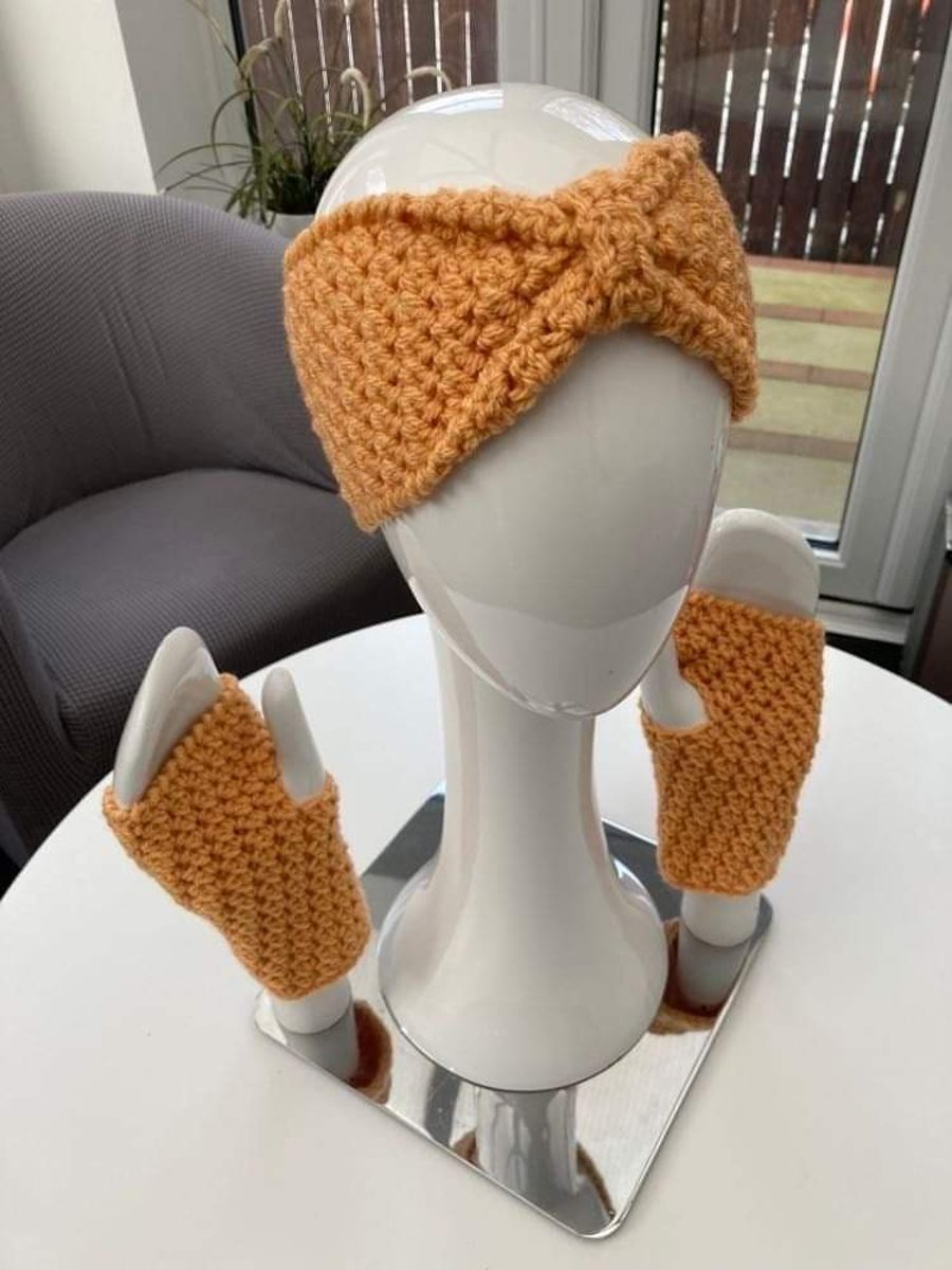 Headband Gloves. All Sizes. Crochet.