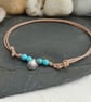 Adjustable cotton cord anklet with turquoise beads and shell charm - Image 4
