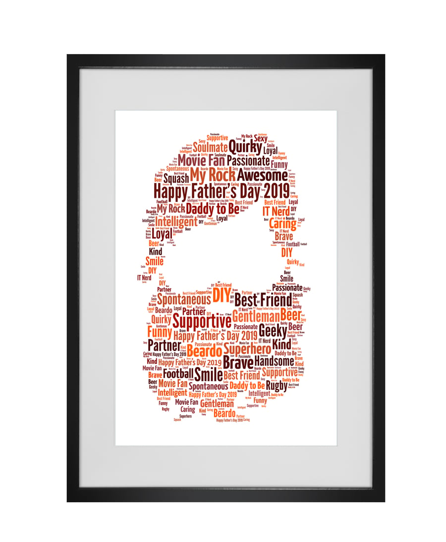 Personalised Bearded Man Design Word Art Gifts 