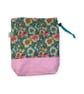 two at a time knitting bag with floral  print, drawstring divided pouch,  - Image 4