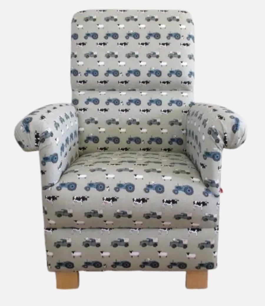Sophie Allport On The Farm Fabric Adult Chair Animals Armchair Green Pigs Sheep 