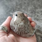 Baby Fledgling Ornament, Pale Blue Brown Little Bird Sculpture