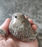 Baby Fledgling Ornament, Pale Blue Brown Little Bird Sculpture