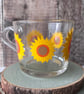 Sunflower Glass Mug, Floral Glass Mug, Summer Flower Cup, Botanical Gift, - Image 1