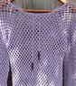  Lilac Crochet Mesh Dress, Boho Beach Cover-Up, Long Sleeve Summer Dress - Image 9