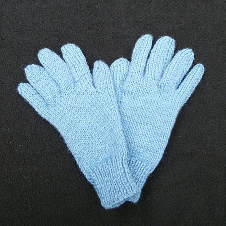 Sale! Childrens winter gloves hand knitted in pale blue for girls or boys