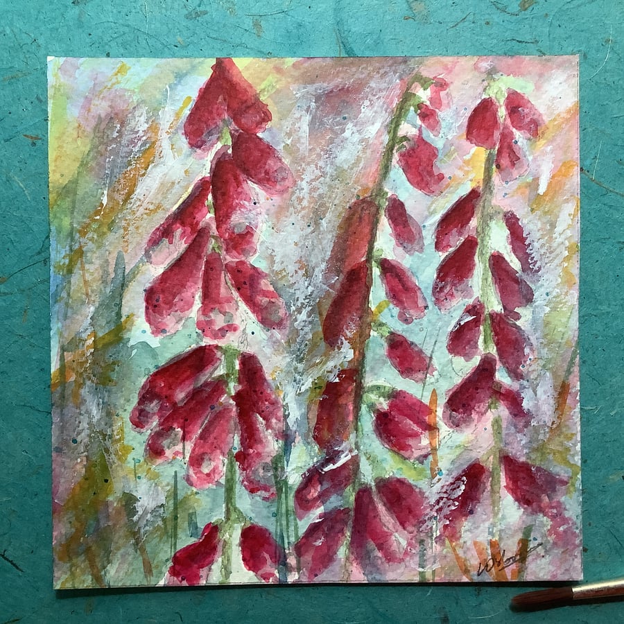 Foxgloves - original watercolour painting of flowers