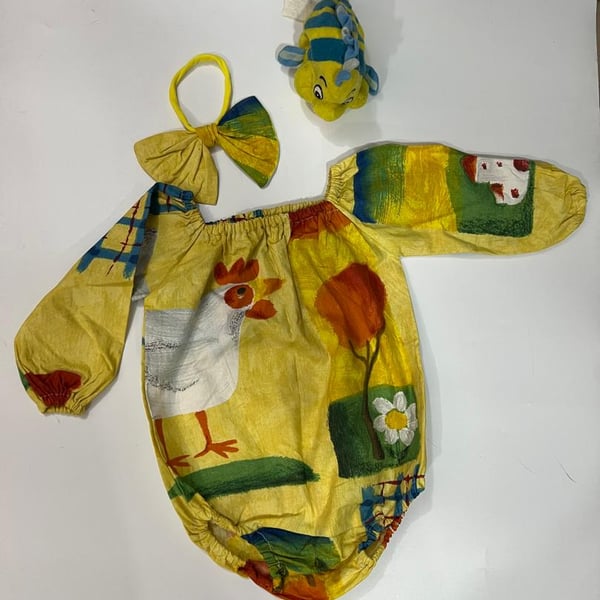 Colorful Cotton Baby Romper Set with Matching Headband