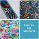 Set of 3 Bookmarks - Tropical sea themes, backed with wool felt